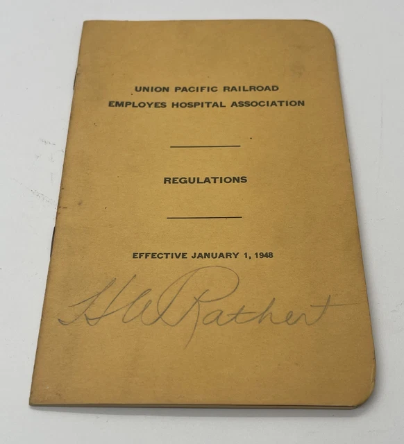 1948 Union Pacific Railroad Employees Hospital Association Regulations Pamphlet