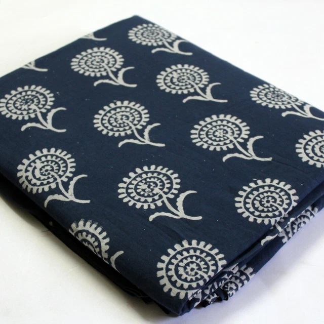 Bleu Naturel Floral 100% Tissu Coton Couture Loisirs Créatifs Imprimé BTY