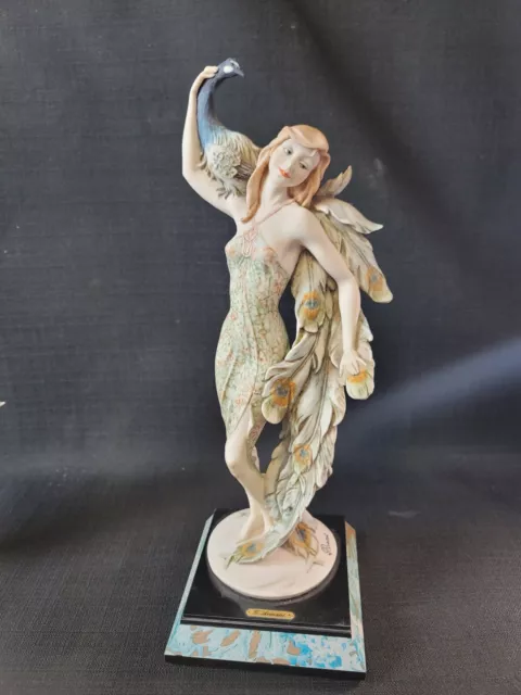 RARE Giuseppe Armani Lady With Peacock Figurine 0876-C Capodimonte