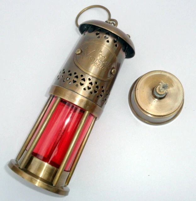 HANDMADE Minor Oil RED Lamp Brass Boat Light 7" Maritime Mining Ship Lantern