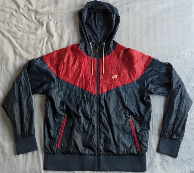 Nike Sportswear Windrunner Windbreaker Jacket Gray Red Nylon Soft