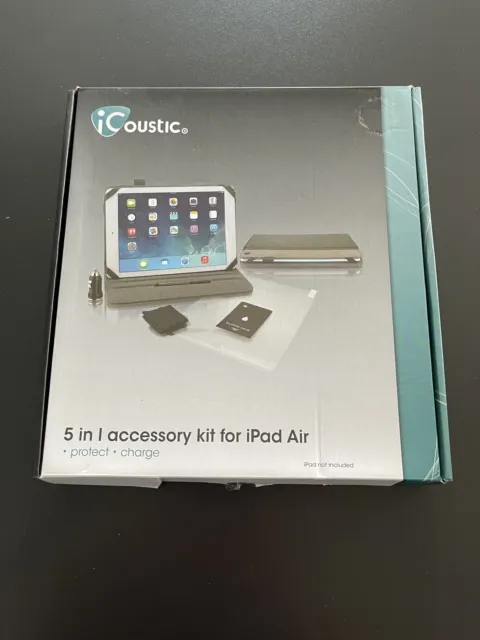 iCoustic 5-In-1 Accessory Pack For iPad Air - Grey - Protect - Charge - Case