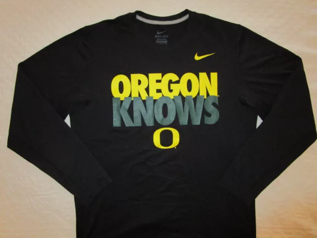 Nike Dri-Fit Oregon Knows Long Sleeve Black T-Shirt Mens Medium Excellent Cond