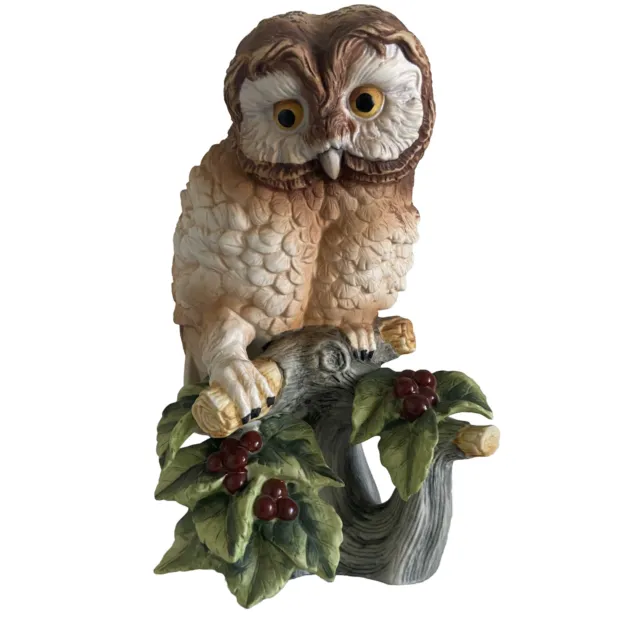 Vintage  Owl Figurine Andrea by Sadek Hand Painted Japan Bisque Porcelain Retro