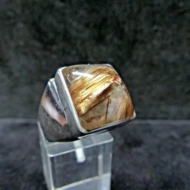 Ring, Silber 925, Gr. 59 mit einem Rutilquarz Cabochon