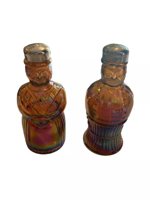 Amber Salt Pepper Shaker Set 6" VINTAGE Carnival Glass NEW