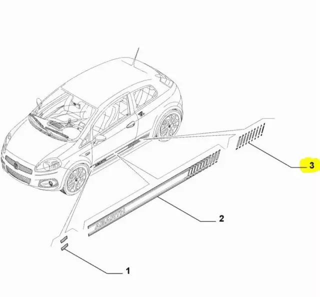Klebestreifen Heck Links G.Punto Abarth Weiß Code 735518607 Neu Original