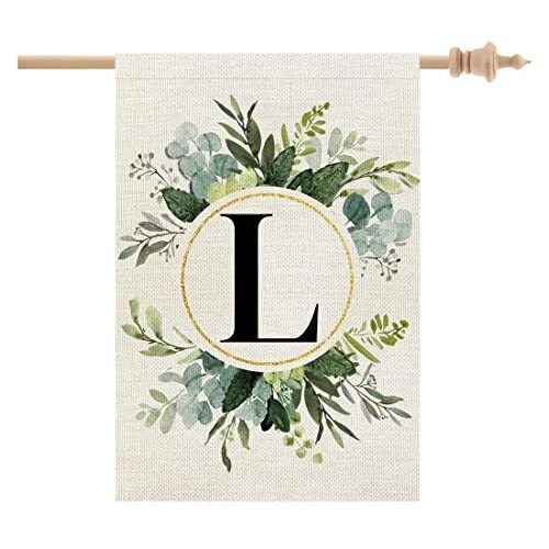 Monogram Initial Letter L House Flag Floral 28x40 Inch Double Sided for