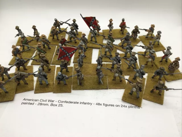 Wargaming - Amerikanischer Bürgerkrieg - Konföderierte Infanterie - bemaltes Metall - 28 mm