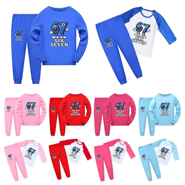 Kids 67 Meme Pajamas Shirts Pant Sets Boys Girls Six Seven Outfits Pajamas Youth 6 7 Number Clothes 4 12years