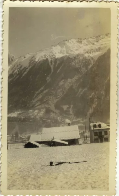 Photo Ancienne - Vintage Snapshot - Paysage Montagne Neige - Mountain Snow