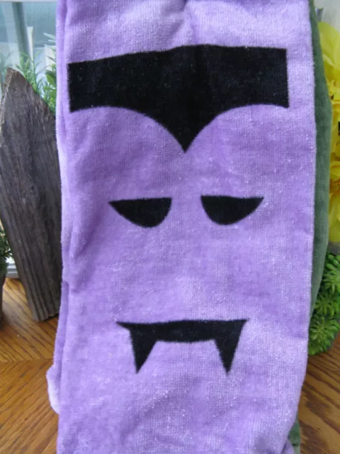 New Halloween Purple Vampire & Green Frankenstein Plush Kitchen Towels Set of 2