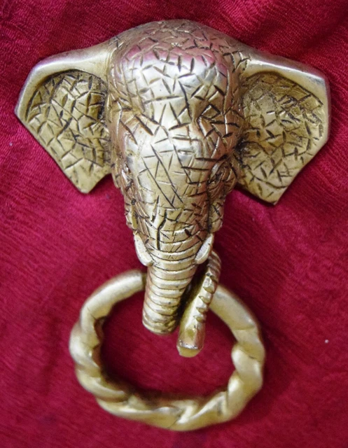 Golden Brass Lord Ganesha Head Door Knocker Handmade Design Home Door Bell MJ161