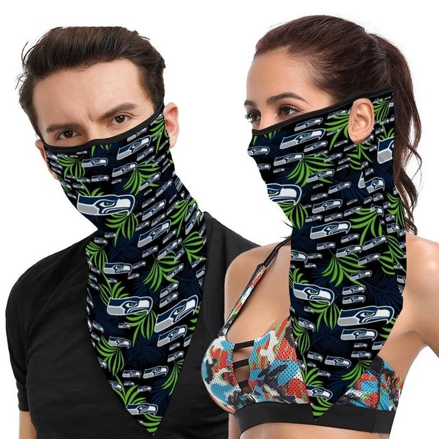 2pcs Seattle Seahawks Dustproof Ear Loop Headband Bandana Travel Print Scarf