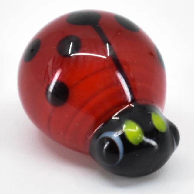 Handmade Ladybug Insect Tiny Miniature Micro Mini Lampworking Glass Figurine