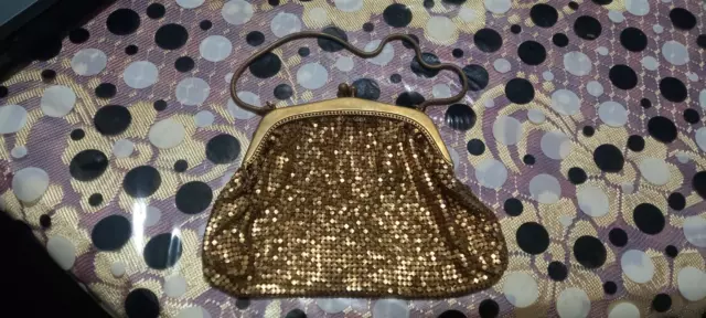 OROTON Vintage Womens Gold Glomesh Retro Handbag Bag Purse