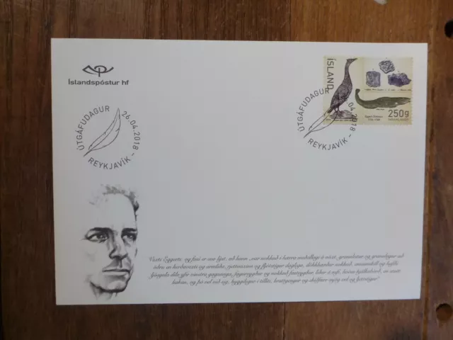 ICELAND 2018 250th ANNIV BIRTH EGGERT OLAFSSON FDC FIRST DAY COVER