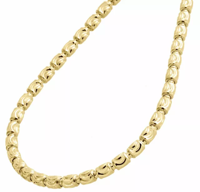 Real 10K Yellow Gold Diamond Cut Barrel Necklace Chain 4MM 26"  26 Inch Mens