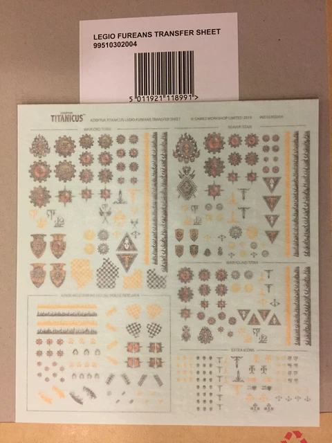 Adeptus Custodes: Transfer Sheet Adeptus Custodes: Transfer Sheet
