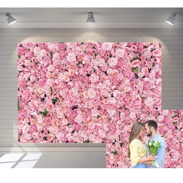 Pink Rose Flower Wall Wedding Party Background Photographic Photo Backdrop New 3