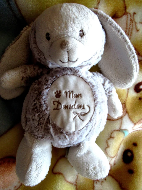 doudou peluche ours deguise en lapin blanc beige chine SIMBA NICOTOY