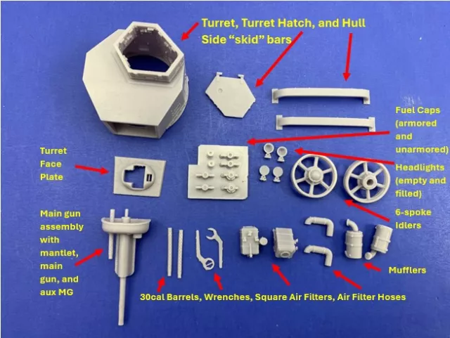 M2A4 Light Tank Turret and details for Vargas M2A4 kit