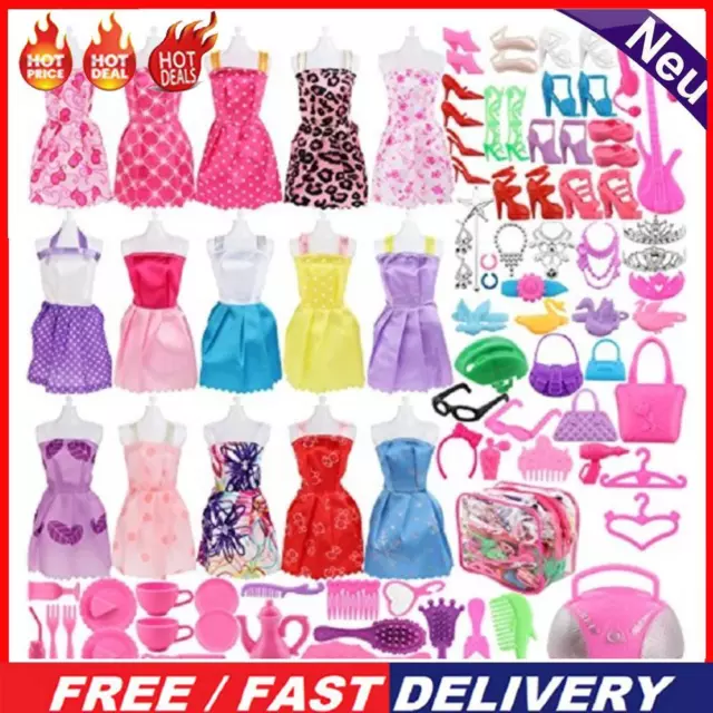 106pcs Doll Clothes Necklaces Dress Outfit Handmade DIY Dollhouse Baby Toys