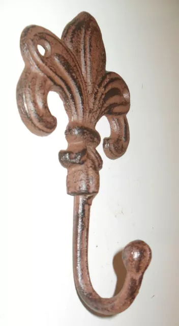 Beautiful Cast Iron VICTORIAN LILY / FLEUR de LIS Towel Holder misc wall HOOK 3