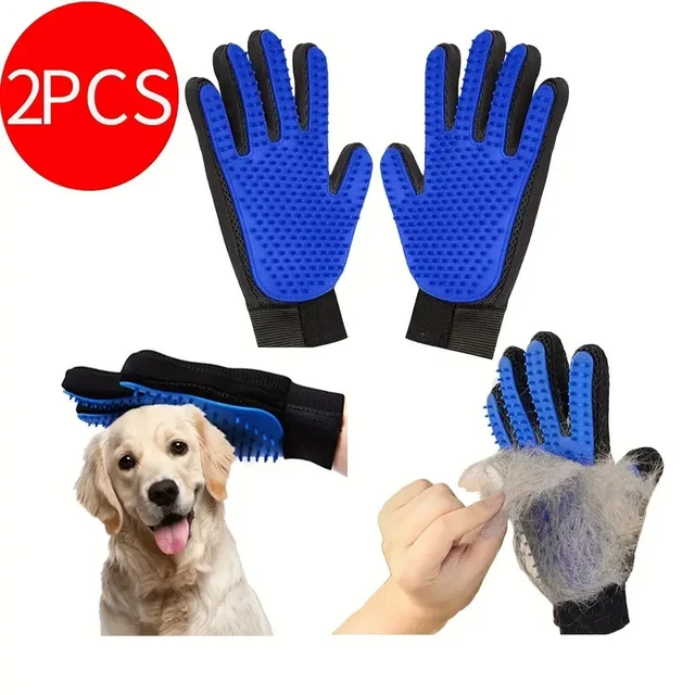 2pcs Pet Grooming Glove Brush Dog Cat Fur Hair Removal Mitt Massage Deshedding