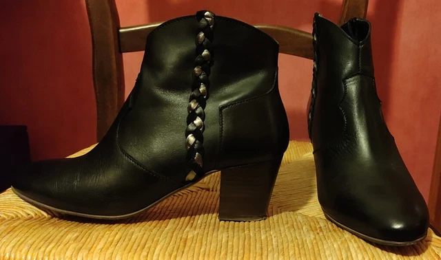 Bottines en cuir noir - Texto Sixtnine - Pointure 36 / 36.5