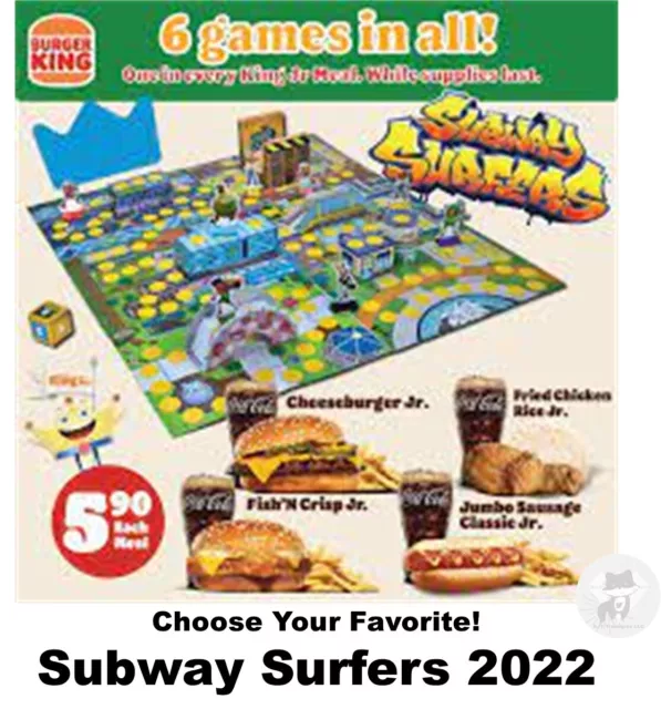 2022 Burger King SUBWAY SURFERS Activity Games Complete Set Of 6 Free  Shipping