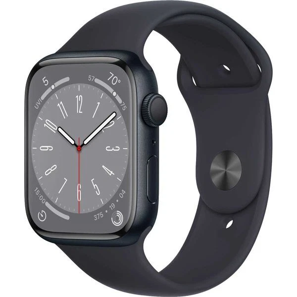 Apple watch series 8 GPS aluminiumgehäuse 45mm Sportarmband mitternacht schwarz
