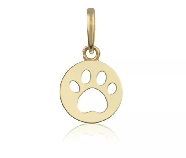 New 9ct 375 Solid Yellow Gold Dog or Cat Paw Print Outline Pendant Charm