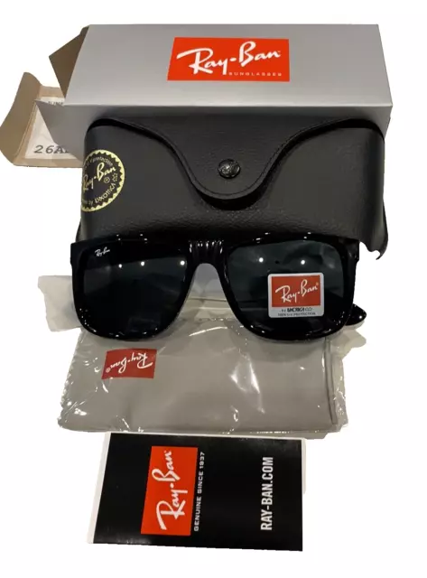 Ray-ban 0rb4165 Justin Black / Black Green Mirror Sun Glasses