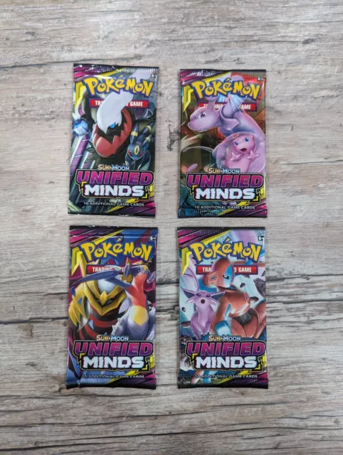 Pokemon Sun & Moon Unified Minds Booster Pack Art Set - 4 Booster Packs