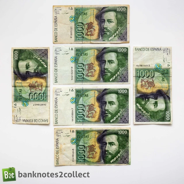 SPAIN: 6 X 1,000 Spanish Peseta Banknotes. £0.99 - PicClick UK