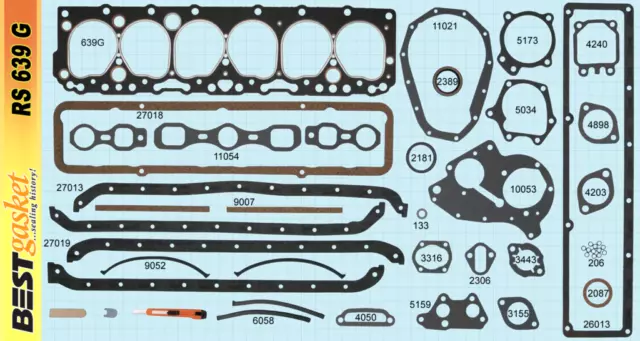 BEST Full Engine Gasket set Chevy 261 L6 1954-62 Cylinder Head+Manifold+Oil Pan