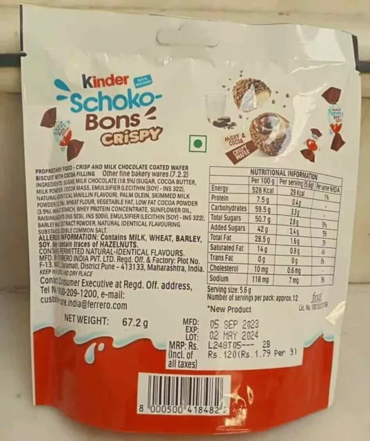 Kinder Schokobons Crispy 67,2 Gramm Beutel Kinder Kinderschokolade Packung... 2