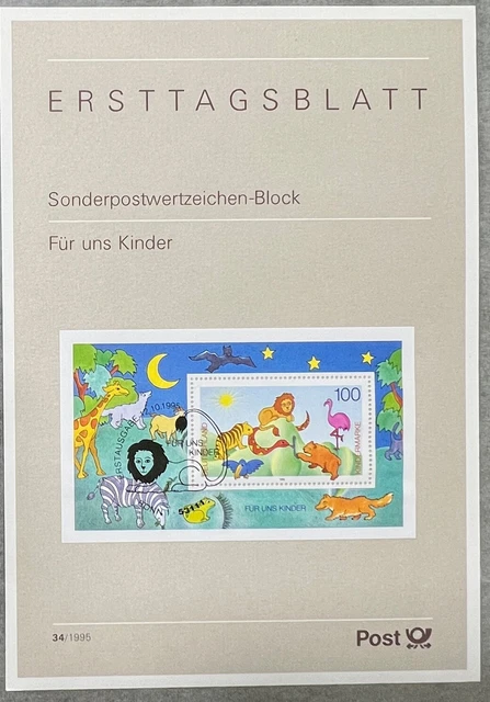 Ersttagsblatt für uns Kinder 1995 Sonderpostwertzeichen Block