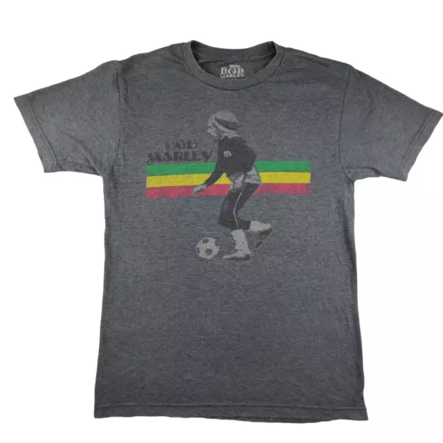 T-shirt ufficiale Bob Marley con grafica calcio taglia S grigio heather reggae
