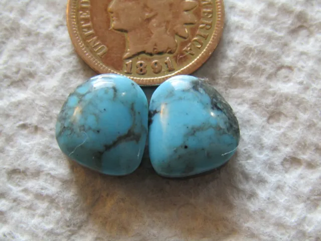 2 Nacozari Turquoise 9.7 carat Cabochons Matching Set Pair Blue cabs