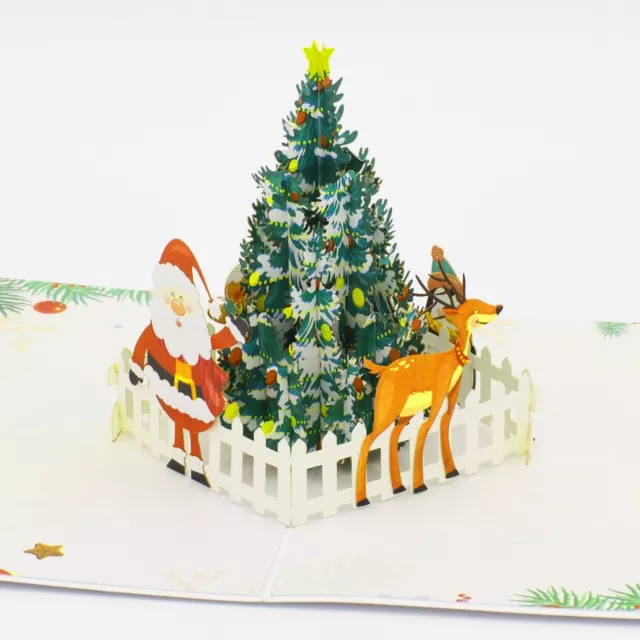 Santa & Christmas Tree Pop Up Card, 3D Xmas Card, Christmas Card, Card Australia