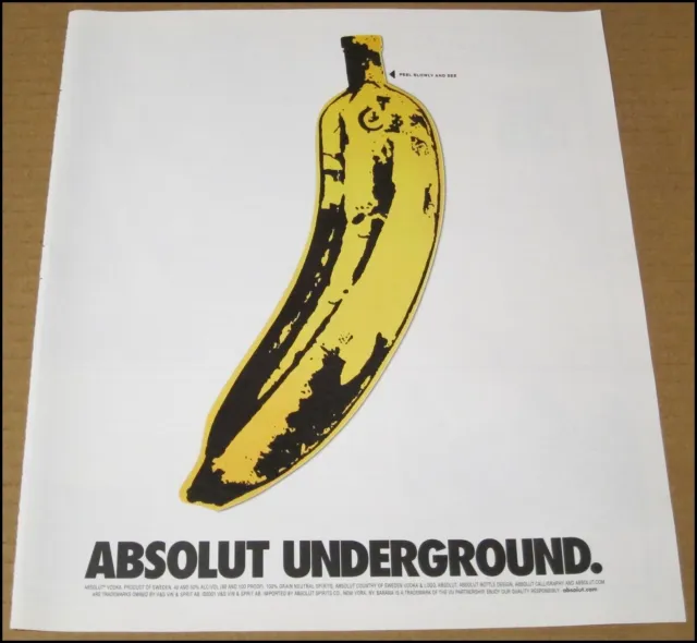 2003 Absolut Vodka Velvet Underground Print Ad 10"x12" Advertisement Andy Warhol