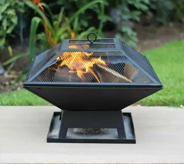 Fire Pit BBQ Garden Outdoor Patio Heater Brazier Wood Log Burner Poker Grill