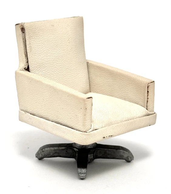 VINTAGE MINIATURE MIDCENTURY Modern Dollhouse White Faux Leather