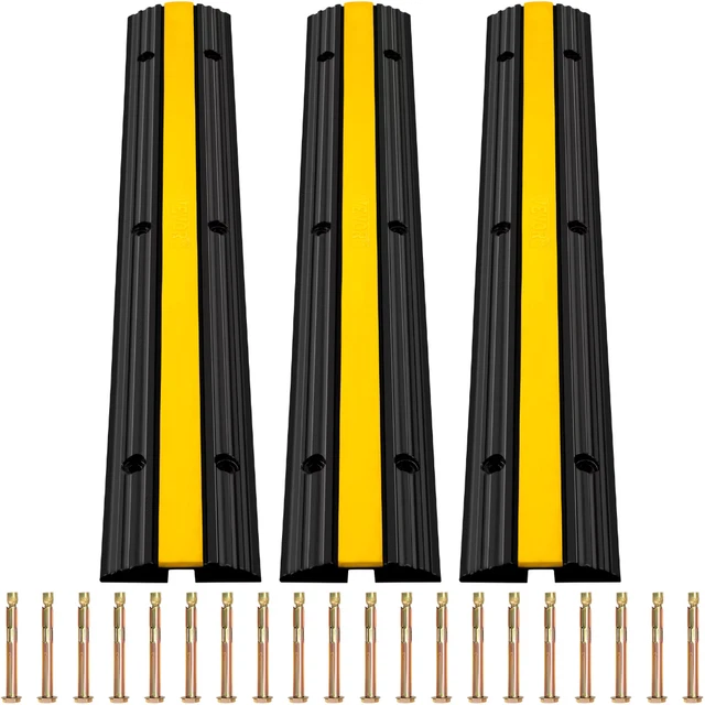 VEVORbrand Cable Protector Ramp, 3-Pack 1-Channel Reducer Hump