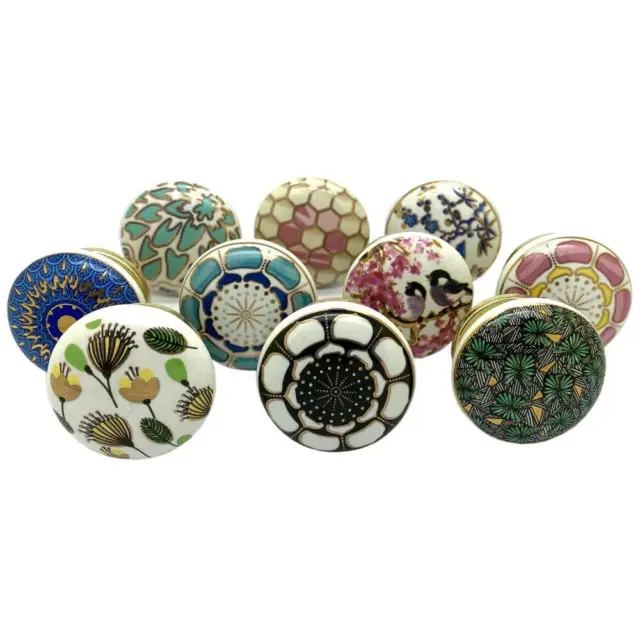 Ceramic Door Knobs Drawer Pulls for Cupboards Cabinet Multicolour Pack of 8 US
