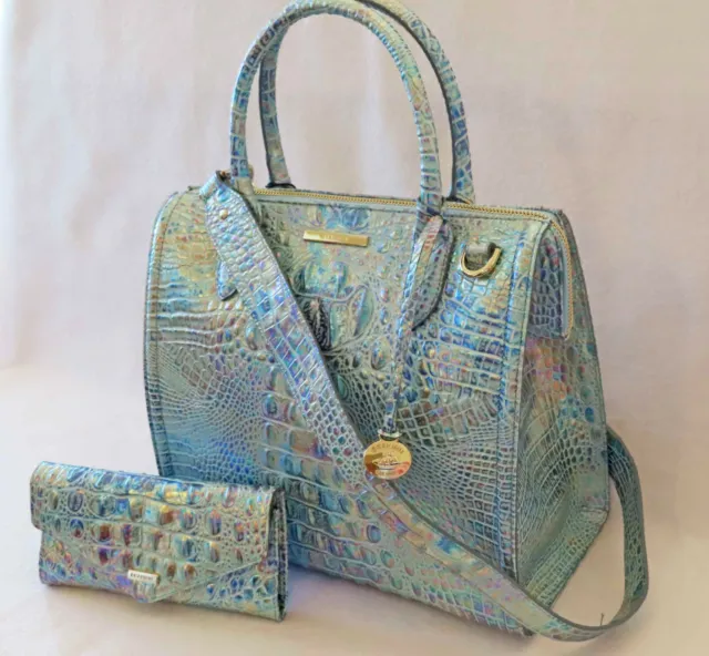 BRAHMIN Eye Catching WONDERLAND OPALESCENT IRIDESCENT CAROLINE and WALLET NWT