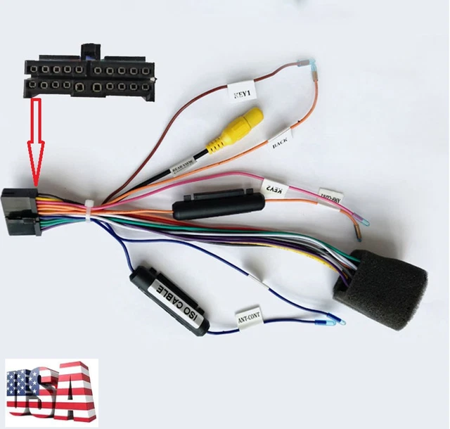 Universal 20Pins Car Radio Power Cable ISO Wiring Harness Adapter Connector Plug