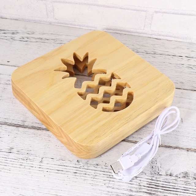 Lampada da notte creativa luce cartone animato camera bambini legno massello